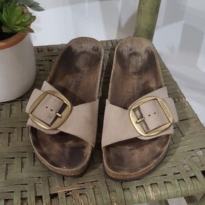 Birkenstock Madrid Big Buckle Sandcastle Nubuck Leather Sandals Size 9-9.5, 40